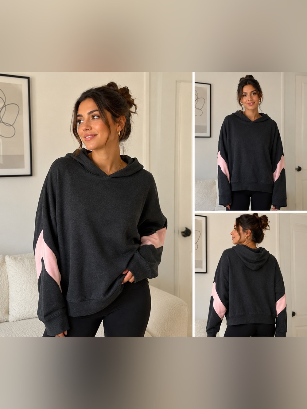 SO Lounge Life Hoodie Oversized Colorblock Sweatshirt Medium